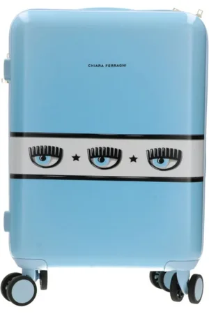 Chiara Ferragni Femme, Valises, Bleu, Taille: ONE Size Azzurro Trolley avec Bande Maxi Logomania