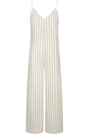 Dondup Femme, Combinaisons et Ensembles, Blanc, Taille: 42 FR Combinaison Rayée avec Style Élégant