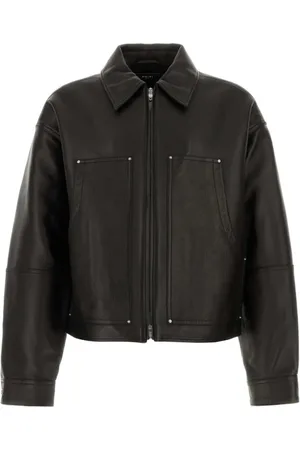 AMIRI Homme, Vestes, Noir, Taille: L Veste de Motard en Cuir Noir