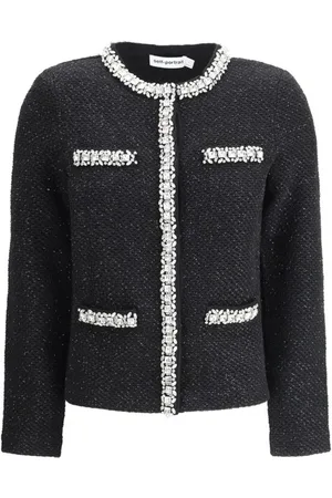 Self-Portrait Femme, Pulls, Noir, Taille: 40 FR Veste en maille ornée de strass