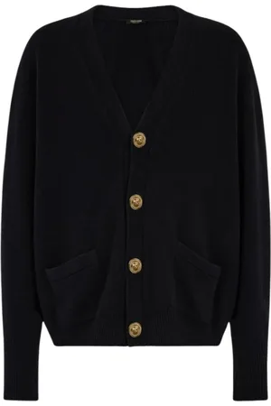 Roberto Cavalli Femme, Pulls, Noir, Taille: 38 FR Cardigan Classique avec Boutons Dorés