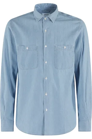 Aspesi Homme, Chemises, Bleu, Taille: S Chemise Slim Chambray Coton Bleu Clair