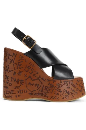 Chloé Femme, Chaussures, Noir, Taille: 40 EU Maxime Wedge Sandales