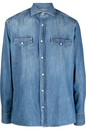 Brunello Cucinelli Homme, Chemises, Bleu, Taille: S Chemise en denim