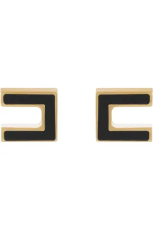 Elisabetta Franchi Femme, Accessoires, Noir, Taille: ONE Size Boucles d`oreilles dorées Double C Logo