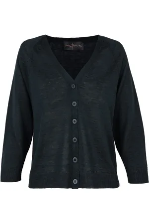 Cortana Femme, Pulls, Bleu, Taille: 40 FR Cardigan sans manches en lin