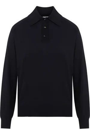 Bottega Veneta Femme, Tops, Bleu, Taille: 38 FR Polo en Laine Bleu Marine