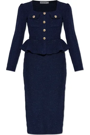 Self-Portrait Femme, Robes, Bleu, Taille: 42 FR Robe Midi en Tricot