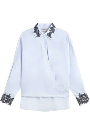 ERMANNO SCERVINO Femme, Blouses et Chemises, Bleu, Taille: 38 FR Chemise brodée florale