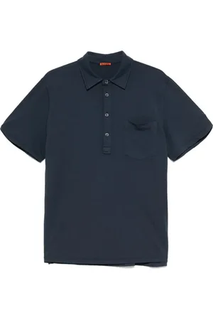 BARENA Homme, Tops, Bleu, Taille: M Polo en Coton Bleu Marine