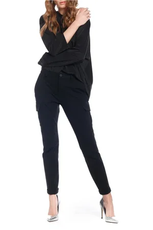 Masons Femme, Pantalons, Noir, Taille: 34 FR Pantalon Cargo Curvy Fit