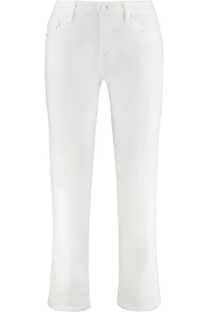 7 for all Mankind Femme, Jeans, Blanc, Taille: W24 Jean Droit avec Détails Métalliques
