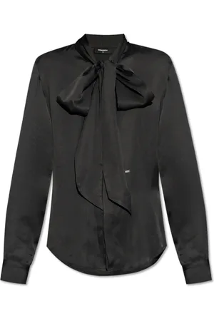 Dsquared2 Femme, Blouses et Chemises, Noir, Taille: 34 FR Chemise avec Décoratif à l`Encolure