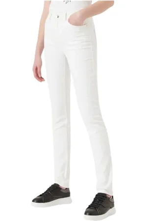 Emporio Armani Femme, Jeans, Blanc, Taille: W28 Jean Slim J18 en Coton à Taille Haute