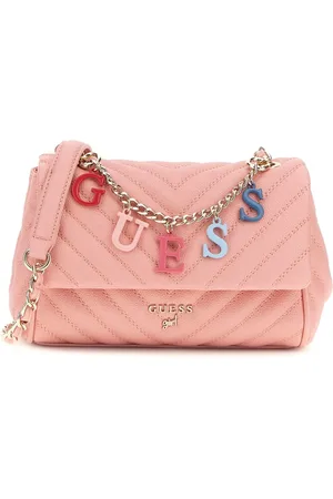 Guess Femme, Sacs, Rose, Taille: ONE Size Sac à bandoulière matelassé avec chaîne et lettrage