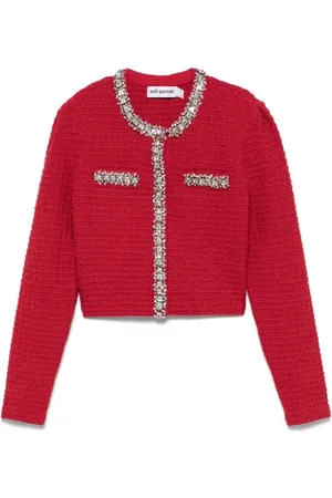 Self-Portrait Femme, Pulls, Rouge, Taille: 38 FR Cardigan en maille texturée