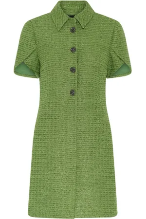 Bruuns Bazaar Femme, Robes, Vert, Taille: 38 FR Robe Verte Fraîche à Manches Courtes