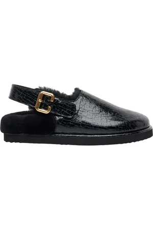 Chloé Femme, Chaussures, Noir, Taille: 37 EU Mules doublées en peau lainée à motif croco