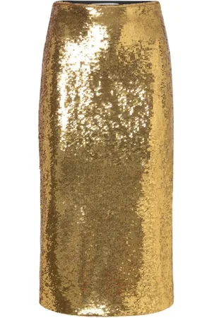 ERMANNO SCERVINO Femme, Jupes, Jaune, Taille: 36 FR Jupe à Sequins Dorée Style Glamour