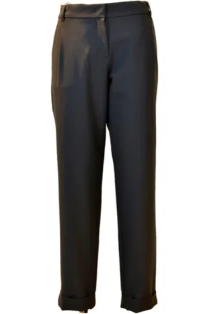 Max Mara Femme, Pantalons, Bleu, Taille: 40 FR Pantalon droit en laine taille haute