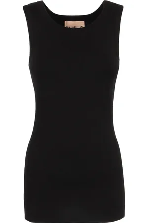 Plan C Femme, Tops, Noir, Taille: 38 FR Haut en Coton Côtelé Tricoté