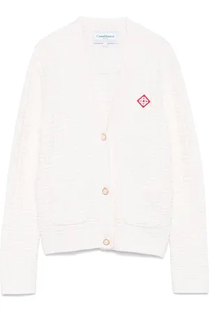 Casablanca Femme, Pulls, Blanc, Taille: 36 FR Cardigan Blanc en Mérinos avec Fermeture Boutonnée