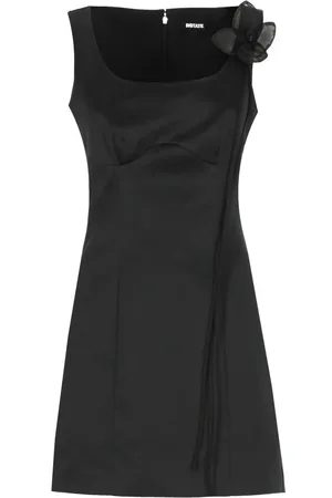 ROTATE Femme, Robes, Noir, Taille: 42 FR Robe Noire sans Manches avec Détail Floral