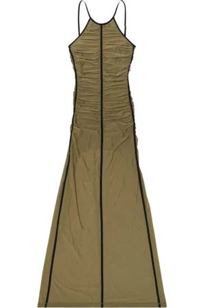 Diesel Femme, Robes, Vert, Taille: 42 FR Robe Kaki Transparente à Fines Bretelles