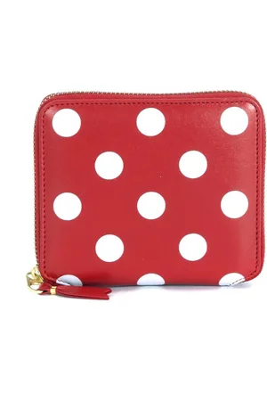 Comme des Garçons Unisex, Accessoires, Rouge, Taille: ONE Size Portefeuille en cuir rouge à pois