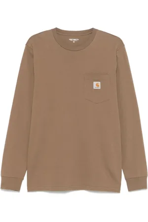 Carhartt Homme, Tops, Brun, Taille: S T-shirt à Manches Longues avec Poche