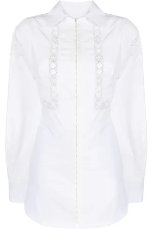 Marine Serre Femme, Robes, Blanc, Taille: 38 FR Robe Tailleur en Lin