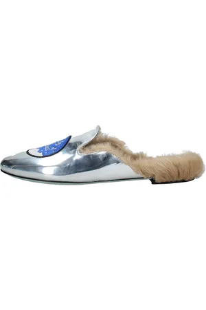 Chiara Ferragni Femme, Chaussures, Gris, Taille: 36 EU Mules en cuir