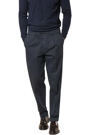 Masons Homme, Pantalons, Bleu, Taille: M Pantalon Chino Coupe Décontractée à Imprimé Diagonal