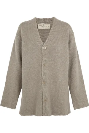 Cortana Homme, Pulls, Gris, Taille: M Cardigan Gris en Bébé Alpaga et Soie