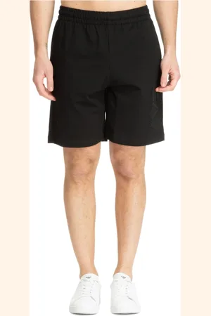 EA7 Homme, Shorts, Noir, Taille: M Shorts de piste à cordon Uni Logo Taille élastique
