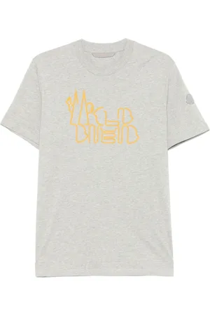 Moncler Homme, Tops, Gris, Taille: L T-shirt Logo Gris Col ras du cou