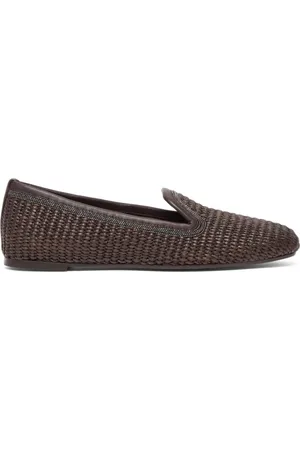Brunello Cucinelli Femme, Chaussures, Brun, Taille: 39 EU Mocassins avec chaîne Monili