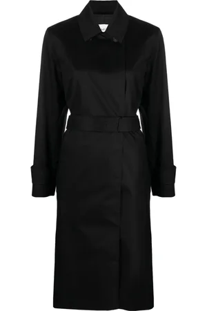 Calvin Klein Femme, Manteaux, Noir, Taille: 38 FR Trench-coat décontracté noir en coton