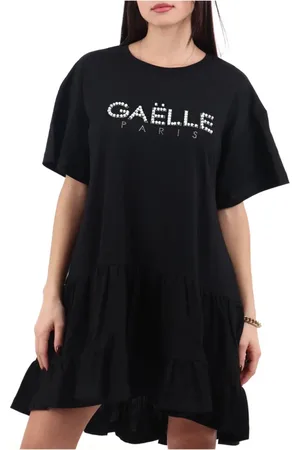 GAËLLE Femme, Robes, Noir, Taille: 38 FR Robe Midi Noire avec Volants