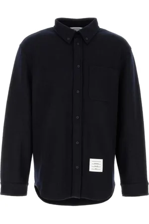 Thom Browne Homme, Chemises, Bleu, Taille: S Chemise Oversize Bleu Nuit en Mélange de Coton