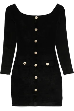Self-Portrait Femme, Robes, Noir, Taille: 42 FR Robe Noire en Maille Chenille à Épaules Dénudées