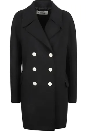 Lanvin Femme, Manteaux, Noir, Taille: 40 FR Élégant manteau noir croisé
