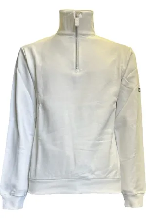 GCDS Femme, Sweatshirts et sweats à capuche, Blanc, Taille: 38 FR Sweat à Demi-Zip en Coton avec Détail Logo