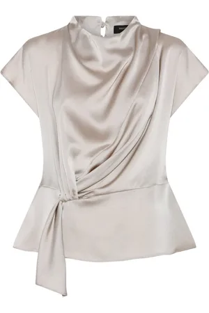 Bruuns Bazaar Femme, Blouses et Chemises, Gris, Taille: 38 FR Blouse Drapée Nuage Argenté