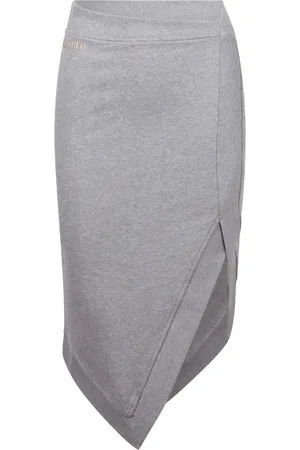 The Attico Femme, Jupes, Gris, Taille: 38 FR Jupe Midi Asymétrique Effet Mélange