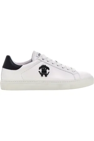Roberto Cavalli Homme, Chaussures, Blanc, Taille: 46 EU Baskets Logo Blanc/Noir Homme Italie