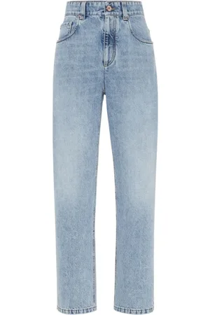 Brunello Cucinelli Femme, Jeans, Bleu, Taille: 38 FR Jean Délavé Bleu avec Chaîne Monil
