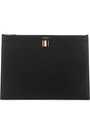 Thom Browne Homme, Sacs, Noir, Taille: ONE Size Porte-documents Élégant en Cuir Noir