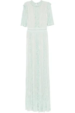 ANTONINO VALENTI Femme, Robes, Bleu, Taille: 38 FR Robe Bleue à Col Haut et Manches Courtes