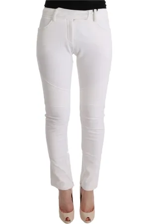 ERMANNO SCERVINO Femme, Pantalons, Blanc, Taille: 36 FR Pantalon Chic Blanc Coupe Slim en Coton